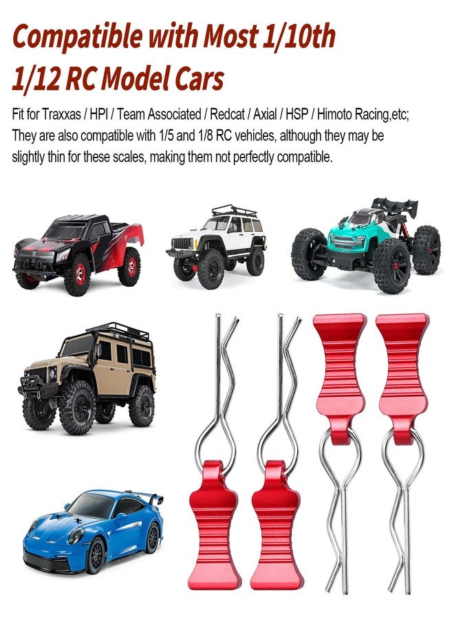 FriHobby RC Body Clips Pins with Metal Aluminum Pull Tabs 1.2mm Rod for All 1/10 1/12 Scale Redcat HPI Himoto HSP Exceed RC Car Truck Buggy Shell Replacement Parts (Red) - Image 4